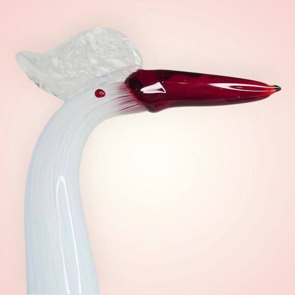 Vtg Mid Century Italian Murano Art Glass Hand Blown Bird Heron Sculpture - Picture 5 of 14